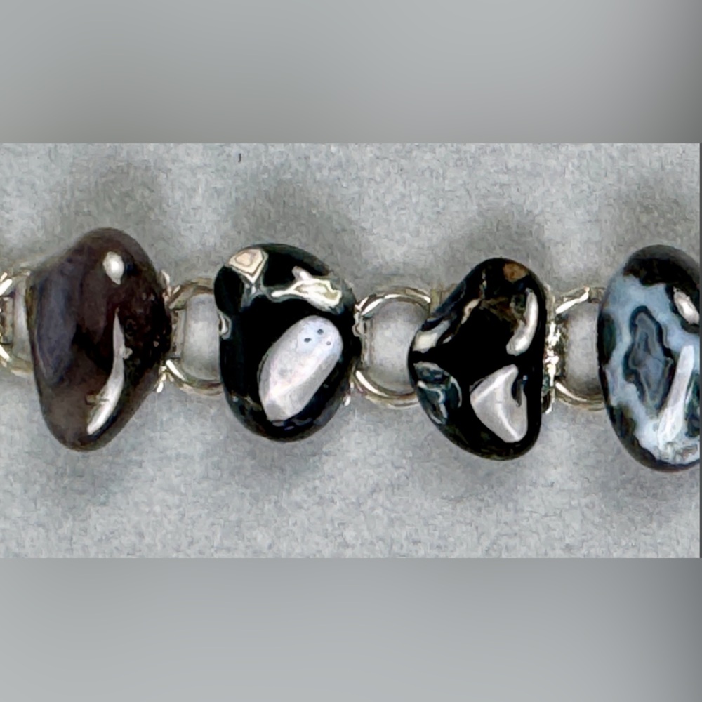 Vintage Multicolored Agate Natural Stone Silver Tone Bracelet | EUC - Picture 7 of 15